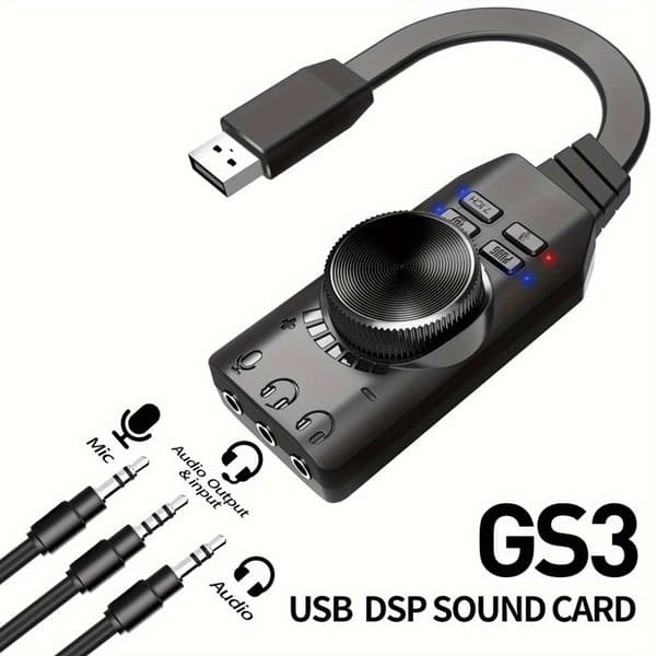 USB 7.1 Surround-lydkort, DSP-forsterker, lydadapter for PC og smarttelefon - Plug & Play