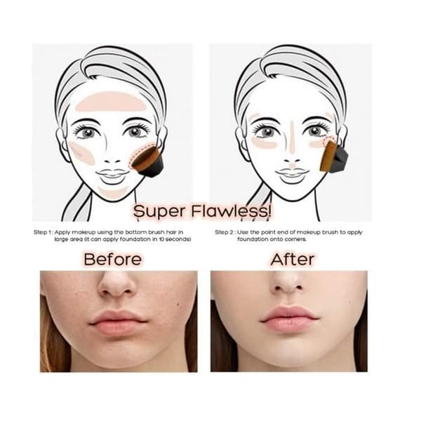 Foundationbørste - Makeup - Superblød - Ergonomisk - Multifunktionel - Beskyttende etui
