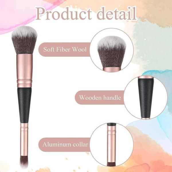 2 stk. makeupbørster med dobbelt ende til foundation, mini bløde børstehår, concealerbørste til flydende, creme, blendning