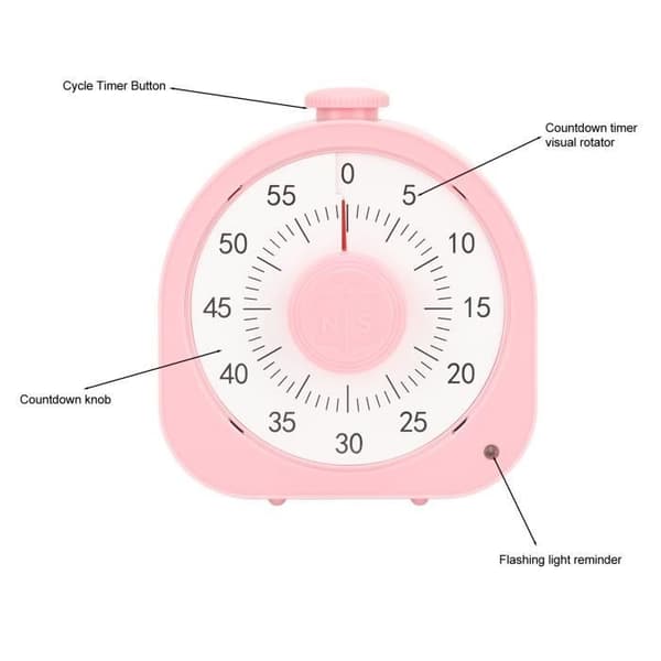 Visuell timer - TBEST - 60 minutter - Fokusmodus - To påminnelsesmoduser - Hvit