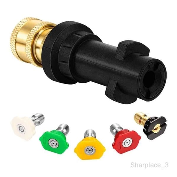 (Sort) 2000 PSI 1/4 tommer messing højtryksrenseradapter til K2 K3 K4 K5 K6 K7 sort