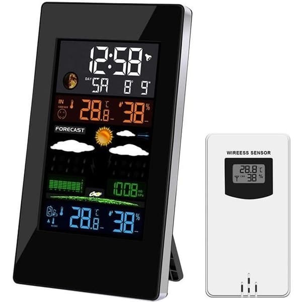 (Vit) Väderstation - ZGEER - Med prob - Inomhus/Utomhus - Termometer - Hygrometer
