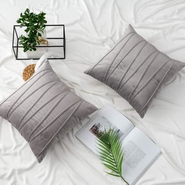 (Ljusgrå) Sammetskudfodral - Set om 2 - 50 x 50 cm - Ljusgrå