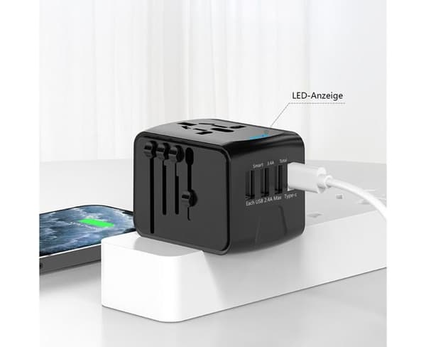 Verdensomspennende reiseadapter, universell reiseplugg, internasjonal pluggadapter, universaladapter
