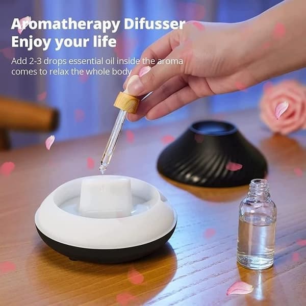 Prumya Luftfugter, 3D Farverig Flamme USB Luftfugter Bil Aromaterapi Diffusere Bærbar til Soveværelse/Hjem Sort