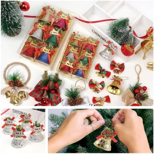 (Guld, Silver) Julklocka - Ej specificerad - 8 mini guld- och silverklockor - Plast - 5x4,5 cm - Festlig dekoration