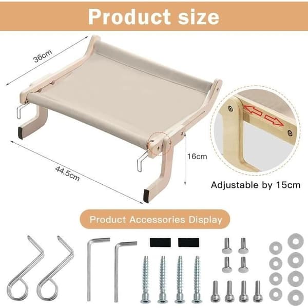 Fönsterbräda för katt - MÄRKE - Modell - Stöder upp till 18 kg - Mått 44,5 x 36 x 16 cm - Beige