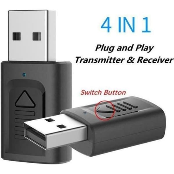USB Bluetooth V5.0 Mini-adapter 4-i-1 trådlös dongel för PC