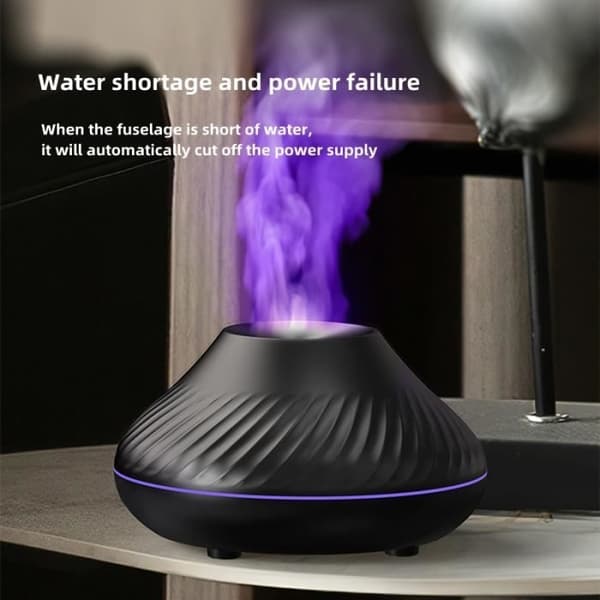 Prumya Luftfugter, 3D Farverig Flamme USB Luftfugter Bil Aromaterapi Diffusere Bærbar til Soveværelse/Hjem Sort