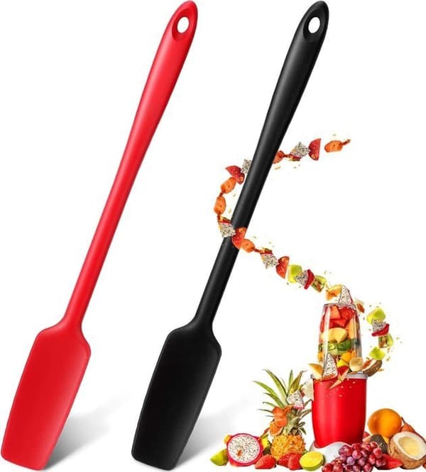 Långt skaft av silikon, spatel, köksskrapa, non-stick gummiskrapa,