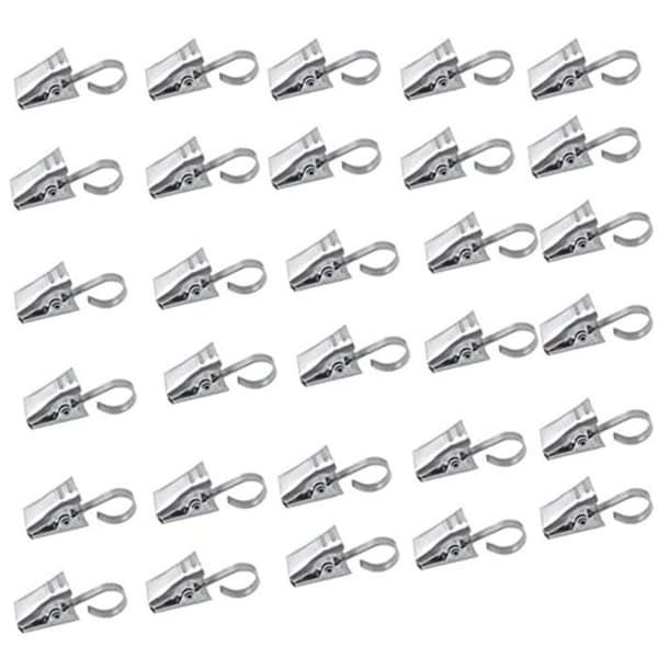 50-pack metallkrokar för gardiner och duschdraperier