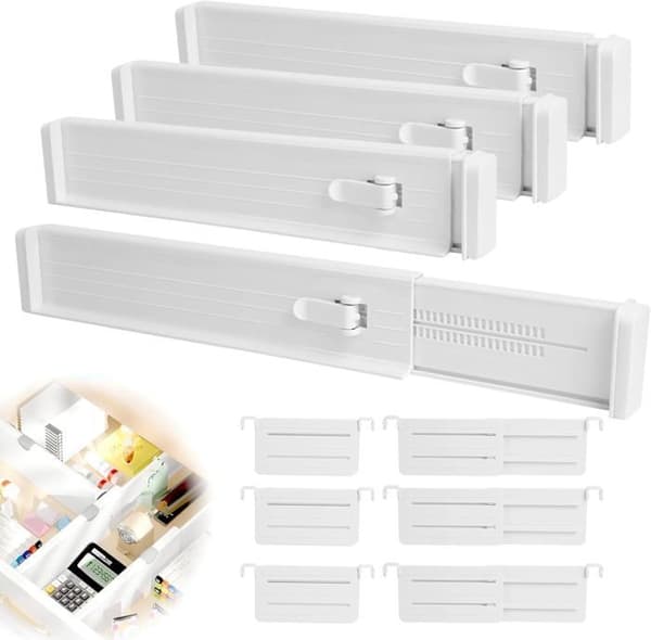 Skuffedelere - Umerket - 10 stk - Justerbar 33-58 cm - Slitesterk ABS - Multifunksjonell