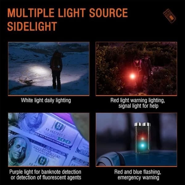 Mini LED-taskulamppu ladattava 900 lumenin avaimenperällä ja magneetilla - 10 tilaa IP65 vedenpitävä EDC-taskulamppu