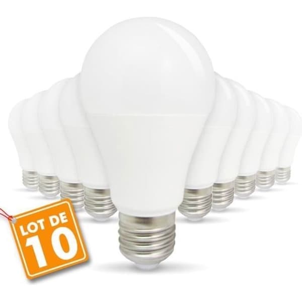 Set med 10 LED-lampor E27 9W eq 60W 806lm (kallvit