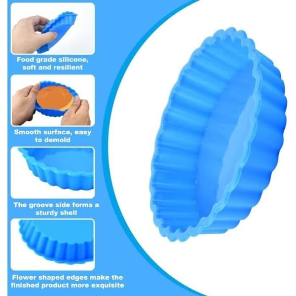 12 stk. silikone tærteform mini quicheform non-stick tarteletform kageforme bageforme til