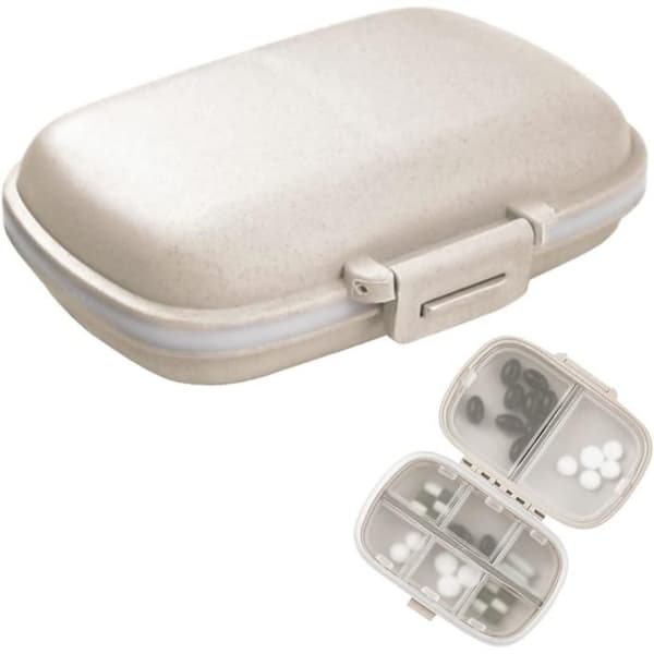 Resetablett med piller, 2-pack, bärbar pillerdosa med 8