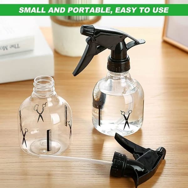 Set med 2 tomma hårsprayflaskor i plast, påfyllningsbara, avtryckarmanövrerade, för hårstyling, resor, växter, 250 ml