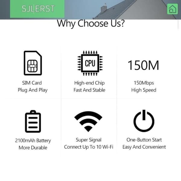 sjlerst Mobil WiFi Hotspot 4G WiFi-router 150 Mbps, SIM-kortplats, stöder 10 datorer