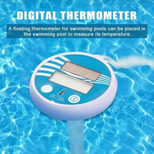 Flydende solcelledrevet digitalt pooltermometer - Elektronisk pooltermometer - Flydende solcelletermometer - Med LED