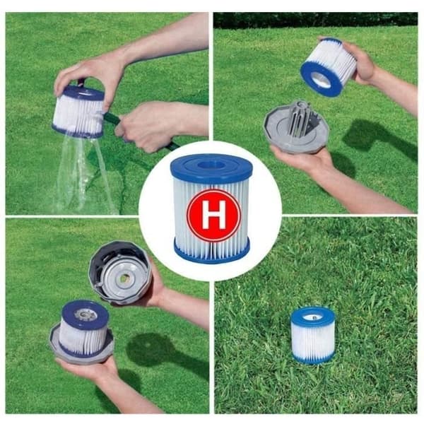 (Vit) 4-pack PureSpa Typ H lättinstallerade poolpatroner | Blått paket