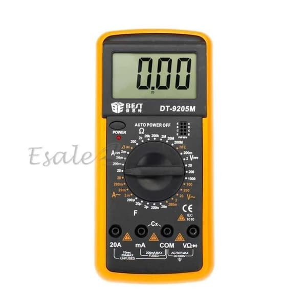 (Gul och svart) Digital LCD-multimeter AC/DC voltmeter amperemeter ohmmeter volt resistans ström