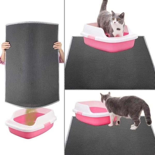 Kattematte - Giftfri - 45x60cm - Vanntett - Bikakedesign - Grå