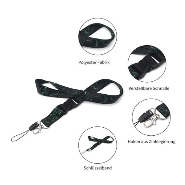 Sort polyester lanyard loop til ID-kort, mobiltelefoner, nøgler, 5 stk. BADGE HOLDER