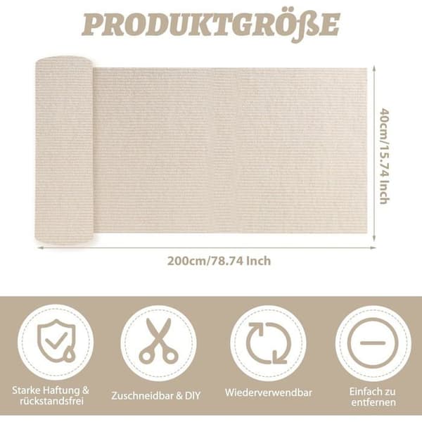 Klorebeskytter til katter for sofa 40×200 cm, DIY klorebeskytter til katter, selvklebende klorestativ til katter for sofa - beige