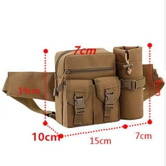 (Khaki) Veske - 600D Nylon - Khaki - Justerbart belte