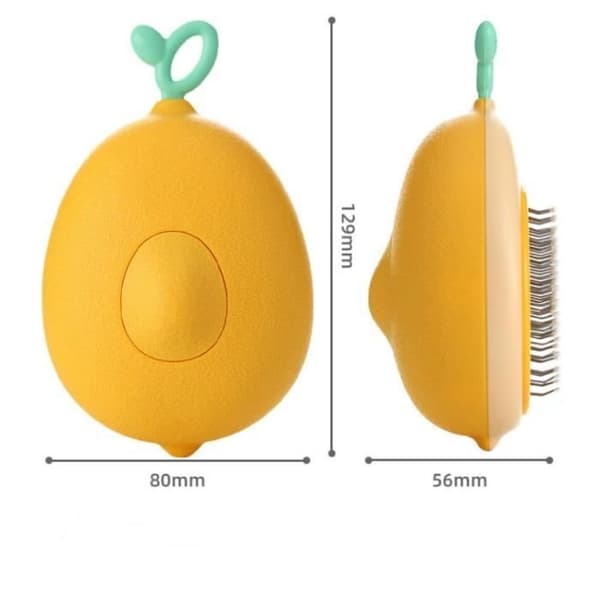 (Gul) Hunde- og kattebørste - Selvrensende - One-Touch-design - Blid massage - ABS og rustfrit stål