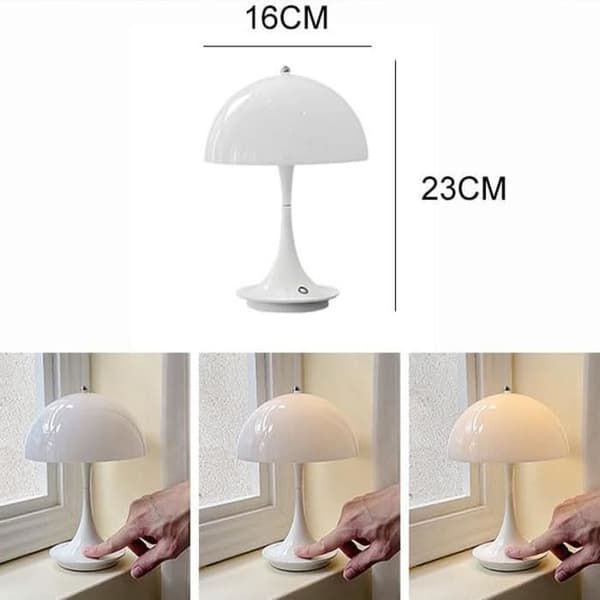 Soppformet bordlampe, LED, trådløs, 3000K–6000K, moderne