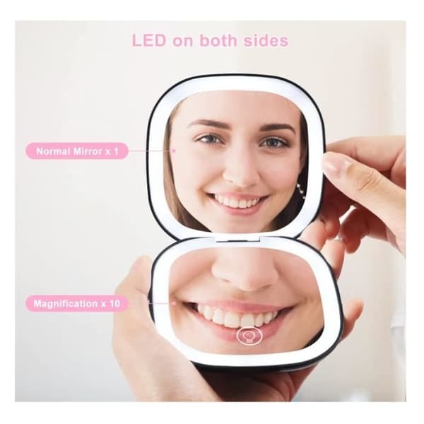 LED-taskupeili - 10-kertainen suurennus - ladattava - musta