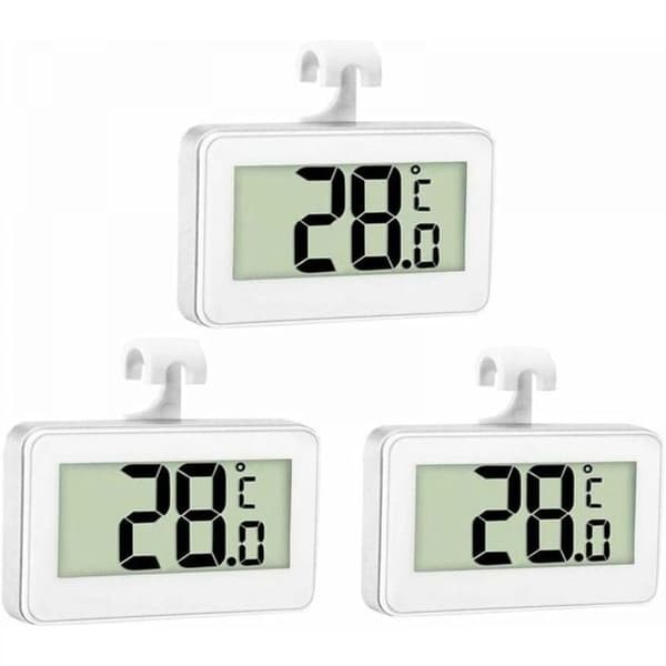 (Vit) Termometer - 3X - Digital - Vattentät - Kylskåp och frys - ABS