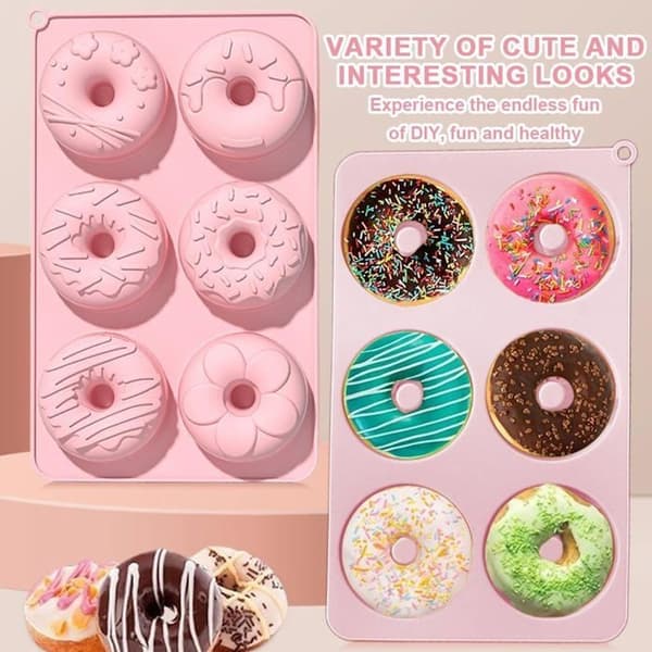 2 silikone donutforme, donutforme, donutforme med 6 hulrum, silikone donutforme, silikoneform,