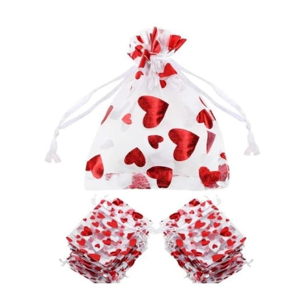 (Röda) Organzapåsar - Ospecificerade - 100 st - 8*10 cm - Röda - Presentpåsar