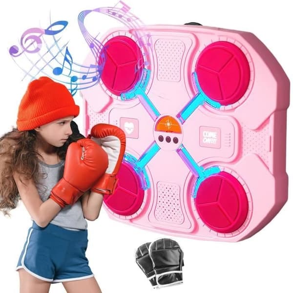 (Rosa) Musikalisk boxningsmaskin - PRUMYA - Barn - Bluetooth - Rosa - ABS