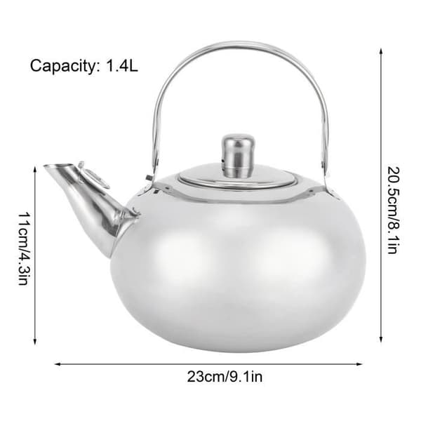 (Sølv) Tekande - MINIFINKER - 304 Rustfrit Stål - 18 cm - Sølv - Bærbar Elkedel