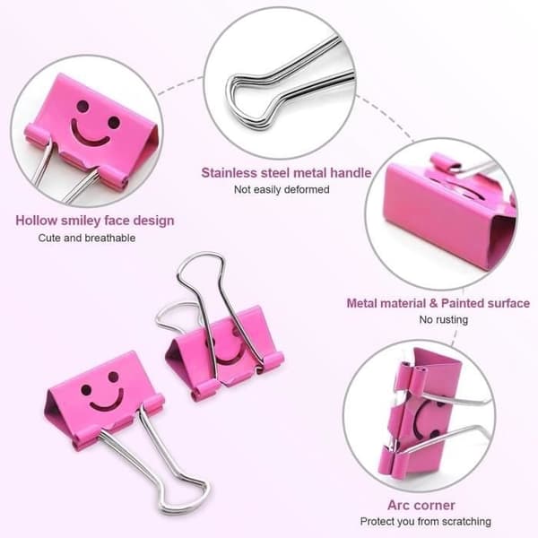 40 stk. Smile doble klipsklemmer 19 mm, sammenleggbare binders, binders, kontorklips, dokumentklips, sammenleggbare klips