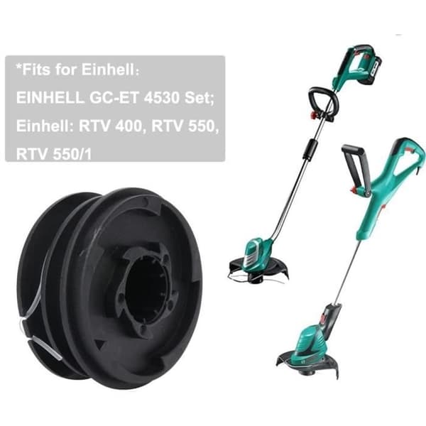 (Sort) 4-pak trådspoler kompatible med Einhell GC-ET 4530, 10m, 2mm, strimmerspoler til Einhell 3405685