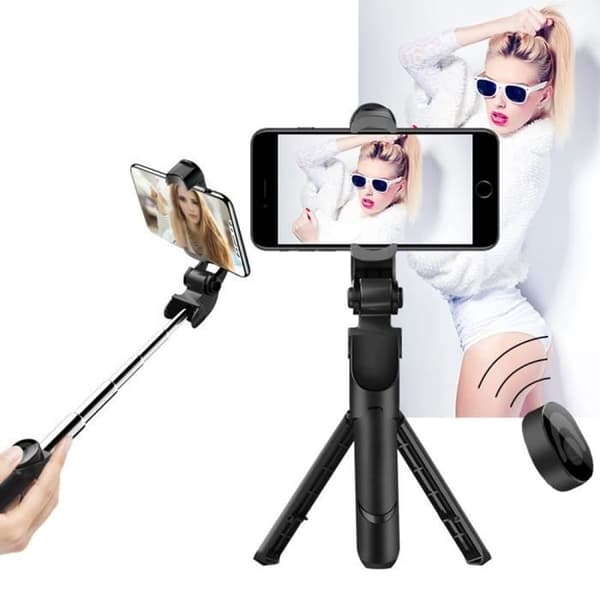 Selfiestang - GENEVA - Bluetooth-stativ - Lengde 19 til 69 cm - Vekt 137 g - Kompatibel med Android/iOS