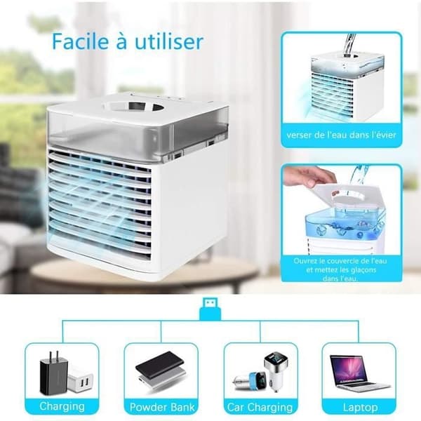 Mini bærbar luftkøler, 4-i-1 USB mini køleblæser, energibesparende
