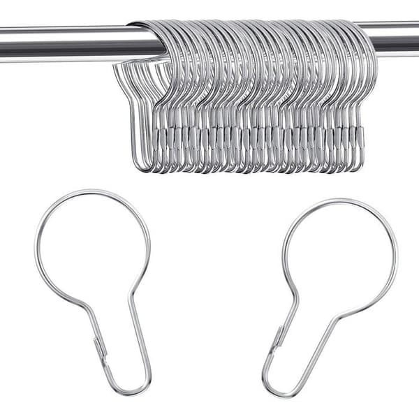 (Silver) Gardinkrokar - Rostfritt stål - 50-pack - Silver - 70x39 mm - Rostfri