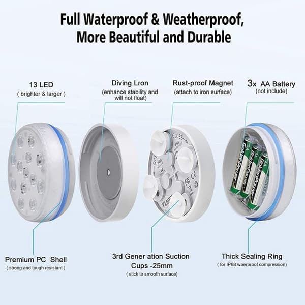 Lay-Z-Spa LED spabadslys tilbehør med 7 farver undervandslys