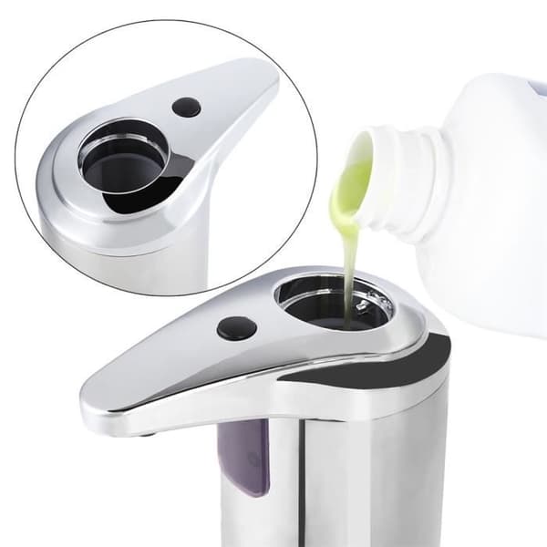 Miljøvenlig håndfri sæbedispenser i rustfrit stål med berøringsfri IR-sensor, 280 ml