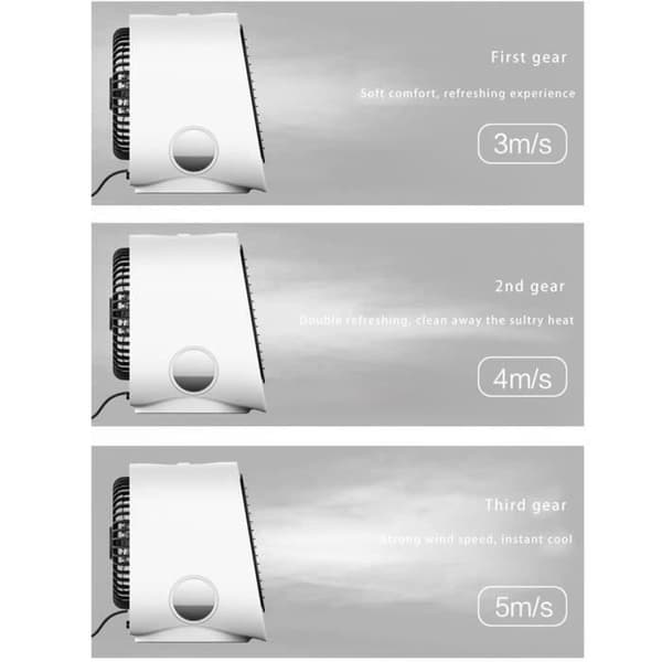 Mini aircondition-bordventilator med LED-natlys - hvid
