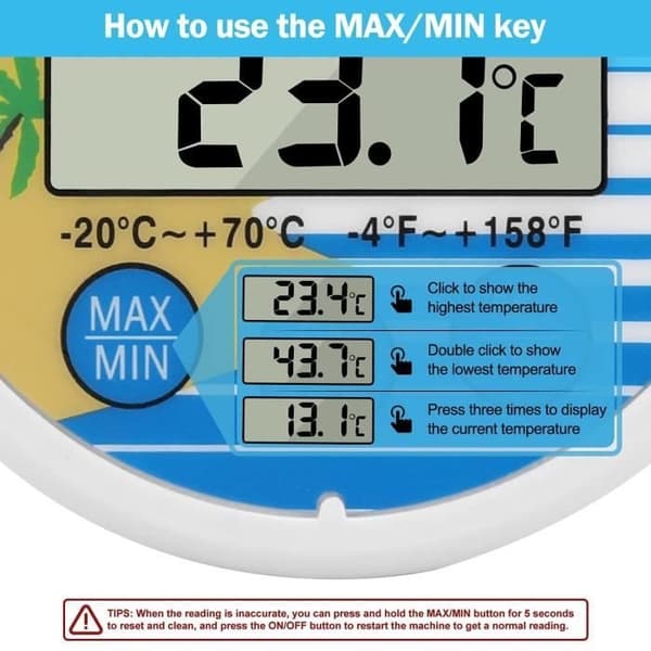 Flytande solcellsdriven digital pooltermometer - Elektronisk pooltermometer - Flytande solcellstermometer