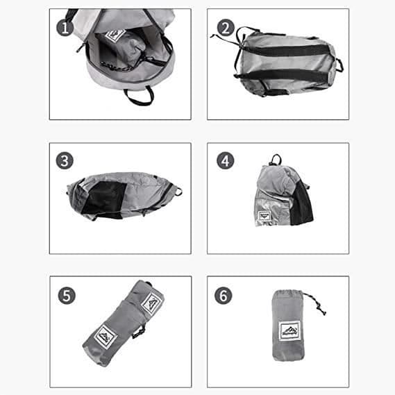 (Grå) Vandrerygsæk - Grå - Sammenfoldelig - Ultralet 20L - Vandtæt - Unisex