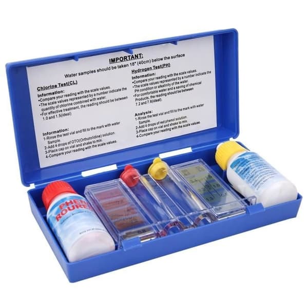 Klor pH-vattenkvalitetstestkit, simbassängtestare, vattentestlåda 131099