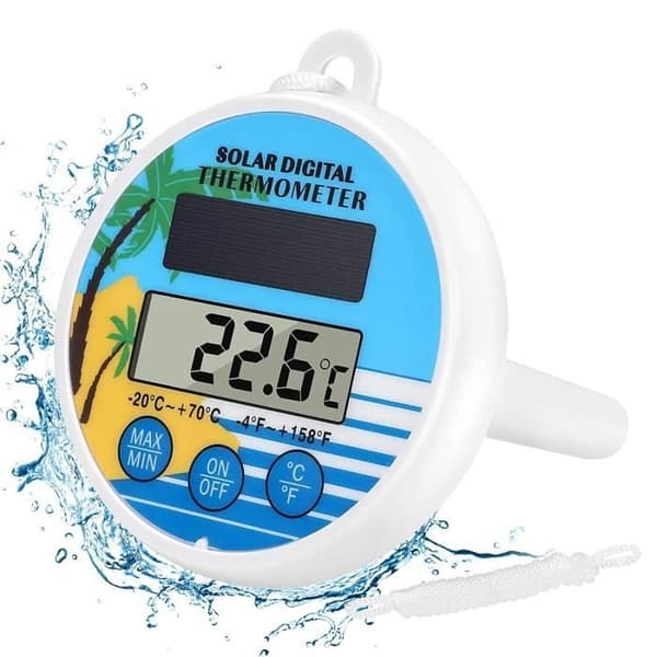 Flytande solcellsdriven digital pooltermometer - Elektronisk pooltermometer - Flytande solcellstermometer