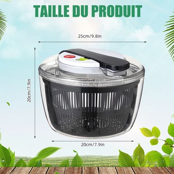 Professionell salladsslunga 5L, Salladsbestick med stor kapacitet, Klassisk transparent salladsslunga, Salladsslunga